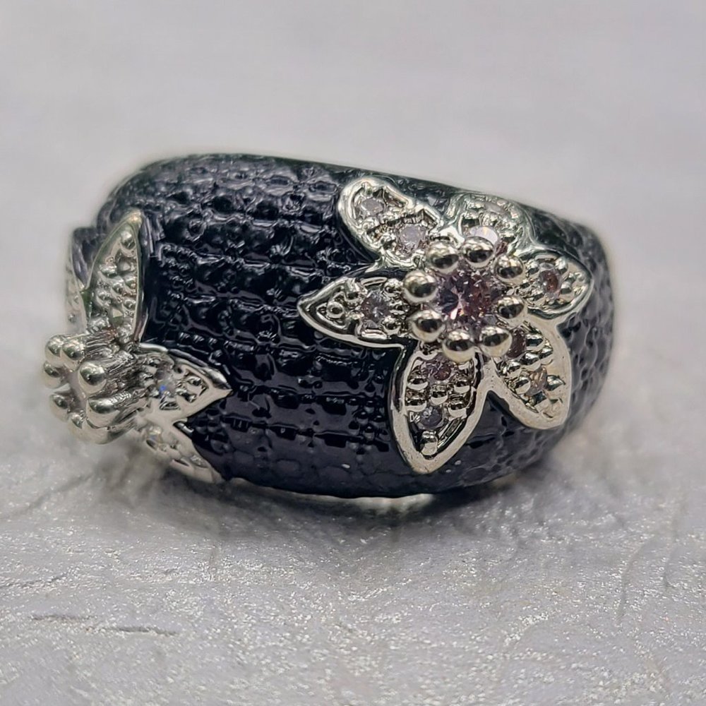Boho -Western Ring -Cubic Zirconia-Silver Ring-Rare ring